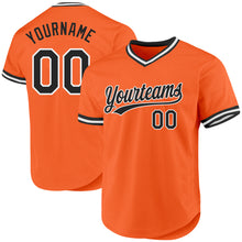 Load image into Gallery viewer, Custom Orange Black-White Authentic Throwback Baseball Jersey
