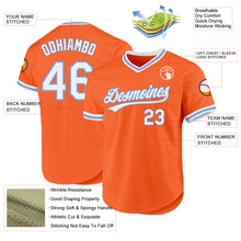 Laden Sie das Bild in den Galerie-Viewer, Custom Orange White-Light Blue Authentic Throwback Baseball Jersey
