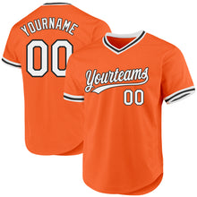 Load image into Gallery viewer, Custom Orange White-Black Authentic Throwback Baseball Jersey
