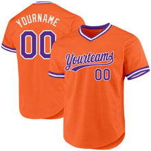 Laden Sie das Bild in den Galerie-Viewer, Custom Orange Purple-White Authentic Throwback Baseball Jersey
