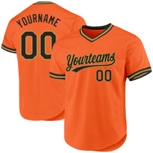 Load image into Gallery viewer, Custom Orange Black-Old Gold Authentic Throwback Baseball Jersey
