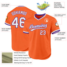 Laden Sie das Bild in den Galerie-Viewer, Custom Orange White-Purple Authentic Throwback Baseball Jersey
