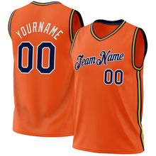 Load image into Gallery viewer, Custom Orange Navy Gold-White Authentic Throwback Basketball Jersey
