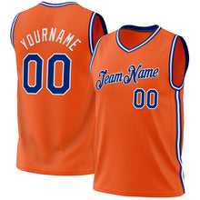 Laden Sie das Bild in den Galerie-Viewer, Custom Orange Royal-White Authentic Throwback Basketball Jersey
