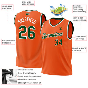 Custom Orange Green-White Authentic Throwback Basketball Jersey