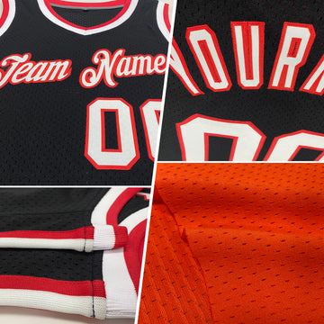 Custom Orange Black-Cream Authentic Throwback Basketball Jersey