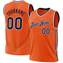 Laden Sie das Bild in den Galerie-Viewer, Custom Orange Navy-White Authentic Throwback Basketball Jersey
