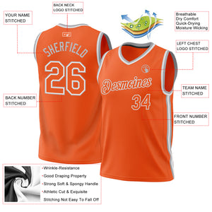 Custom Orange White-Gray Authentic Throwback Basketball Jersey