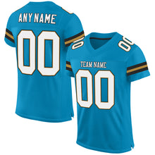 Laden Sie das Bild in den Galerie-Viewer, Custom Panther Blue White-Old Gold Mesh Authentic Football Jersey
