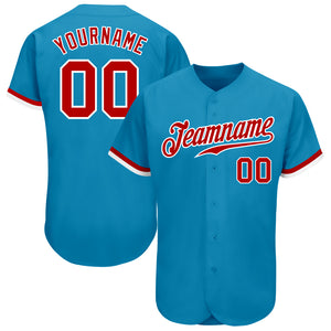 Custom Panther Blue Red-White Authentic Baseball Jersey