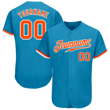Custom Panther Blue Orange-White Authentic Baseball Jersey