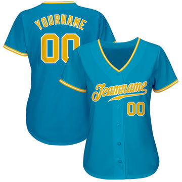 Custom Panther Blue Gold-White Authentic Baseball Jersey