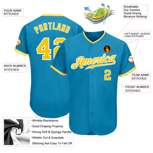 Custom Panther Blue Gold-White Authentic Baseball Jersey