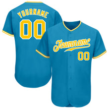 Load image into Gallery viewer, Custom Panther Blue Gold-White Authentic Baseball Jersey
