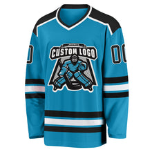 Laden Sie das Bild in den Galerie-Viewer, Custom Panther Blue Black-White Hockey Jersey
