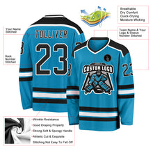 Laden Sie das Bild in den Galerie-Viewer, Custom Panther Blue Black-White Hockey Jersey
