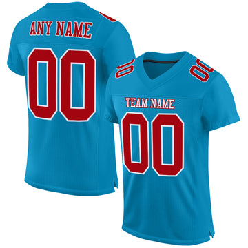 Custom Panther Blue Red-White Mesh Authentic Football Jersey