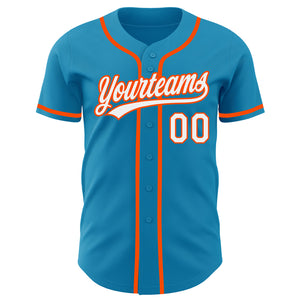 Custom Panther Blue White-Orange Authentic Baseball Jersey