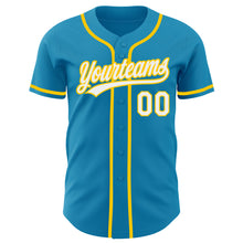 Laden Sie das Bild in den Galerie-Viewer, Custom Panther Blue White-Yellow Authentic Baseball Jersey
