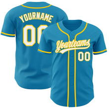 Charger l&#39;image dans la galerie, Custom Panther Blue White-Yellow Authentic Baseball Jersey
