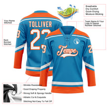 Load image into Gallery viewer, Custom Panther Blue White-Orange Hockey Lace Neck Jersey
