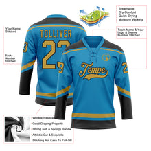 Load image into Gallery viewer, Custom Panther Blue Old Gold-Black Hockey Lace Neck Jersey
