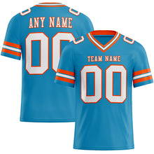Load image into Gallery viewer, Custom Panther Blue White-Orange Mesh Authentic Football Jersey
