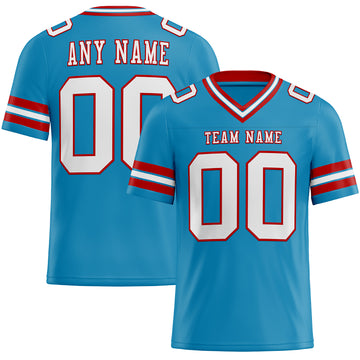 Custom Panther Blue White-Red Mesh Authentic Football Jersey