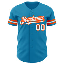 Laden Sie das Bild in den Galerie-Viewer, Custom Panther Blue White-Orange Authentic Baseball Jersey
