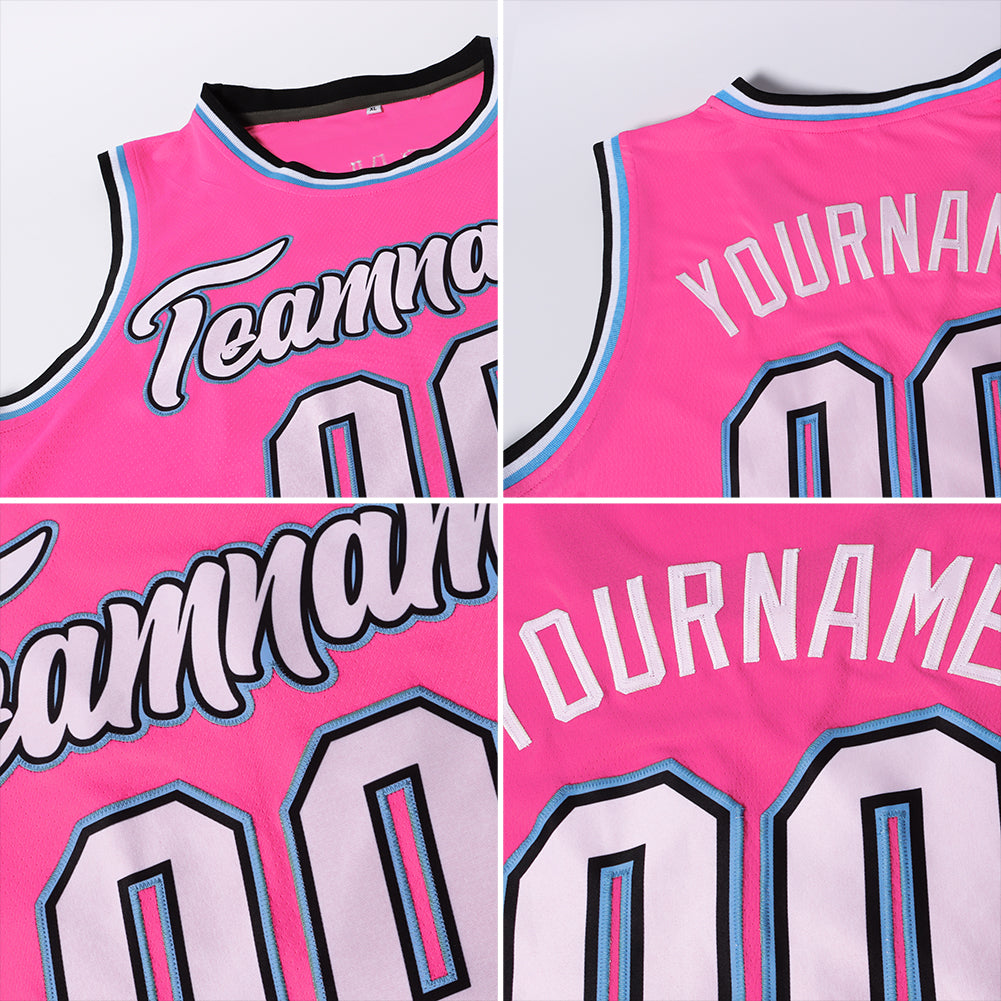 Sale Build Black Basketball Light Blue Rib-Knit Jersey Pink –  CustomJerseysPro