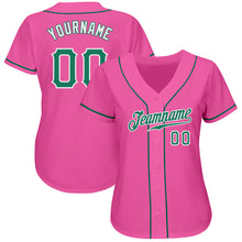 Load image into Gallery viewer, Custom Pink Kelly Green-White Authentic Baseball Jersey
