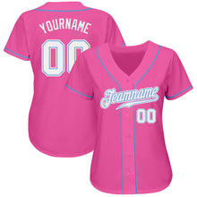 Load image into Gallery viewer, Custom Pink White-Light Blue Authentic Baseball Jersey
