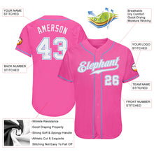 Load image into Gallery viewer, Custom Pink White-Light Blue Authentic Baseball Jersey
