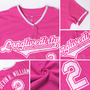 Custom Pink White-Kelly Green Authentic Baseball Jersey
