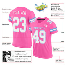 Laden Sie das Bild in den Galerie-Viewer, Custom Pink White-Light Blue Mesh Authentic Football Jersey
