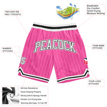 Load image into Gallery viewer, Custom Pink White Pinstripe White-Black Authentic Basketball Shorts
