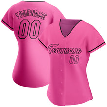 Load image into Gallery viewer, Custom Pink Pink-Black Authentic Baseball Jersey
