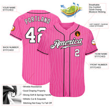 Laden Sie das Bild in den Galerie-Viewer, Custom Pink White Pinstripe White-Black Authentic Baseball Jersey
