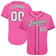 Laden Sie das Bild in den Galerie-Viewer, Custom Pink White Pinstripe White-Black Authentic Baseball Jersey
