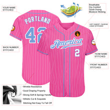 Laden Sie das Bild in den Galerie-Viewer, Custom Pink White Pinstripe Light Blue-White Authentic Baseball Jersey
