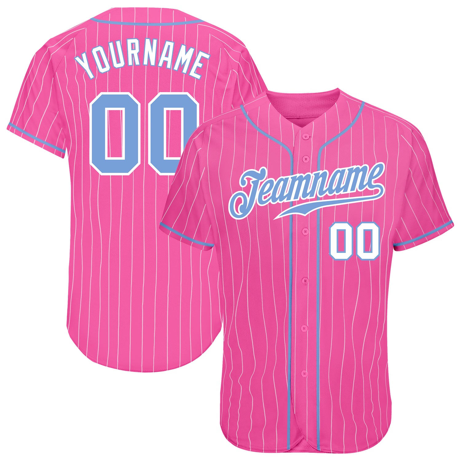 Custom Softball Jersey Pink Light Blue-White Authentic Split Fashion