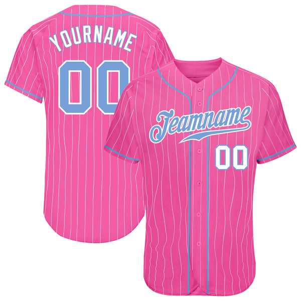 Cheap Custom Pink White Pinstripe Light Blue-White Authentic