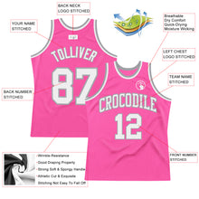 Laden Sie das Bild in den Galerie-Viewer, Custom Pink White-Gray Authentic Throwback Basketball Jersey
