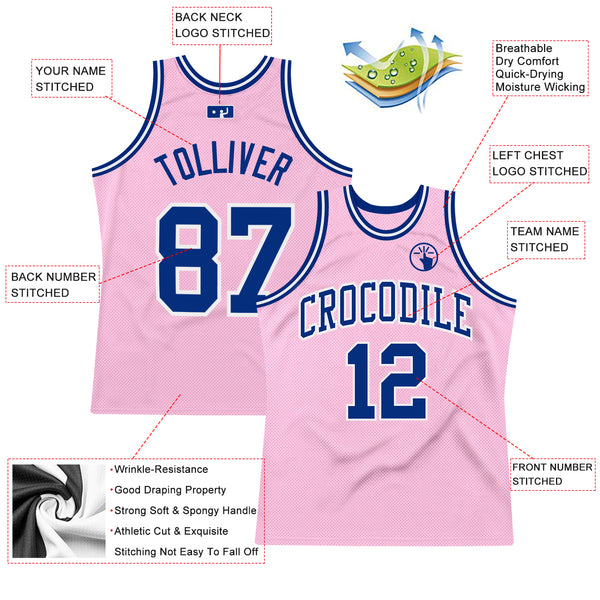 Custom Pink White V-Neck Basketball Jersey