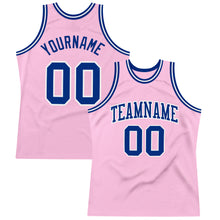 Load image into Gallery viewer, Custom Light Pink Royal-White Authentic Throwback Basketball Jersey
