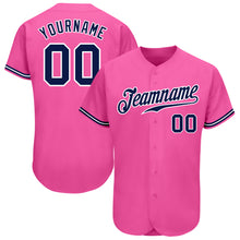 Laden Sie das Bild in den Galerie-Viewer, Custom Pink Navy-White Authentic Baseball Jersey
