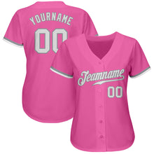 Laden Sie das Bild in den Galerie-Viewer, Custom Pink White-Gray Authentic Baseball Jersey
