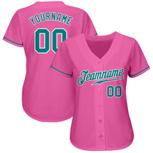 Laden Sie das Bild in den Galerie-Viewer, Custom Pink Teal-White Authentic Baseball Jersey

