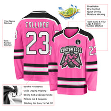 Laden Sie das Bild in den Galerie-Viewer, Custom Pink White-Black Hockey Jersey
