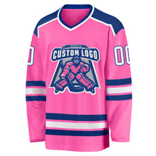 Laden Sie das Bild in den Galerie-Viewer, Custom Pink White-Royal Hockey Jersey
